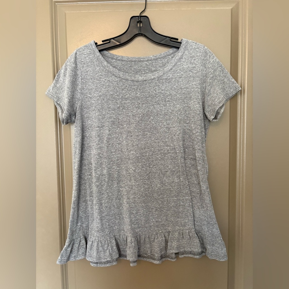 Heather Gray Women's Ruffle Hem Tee